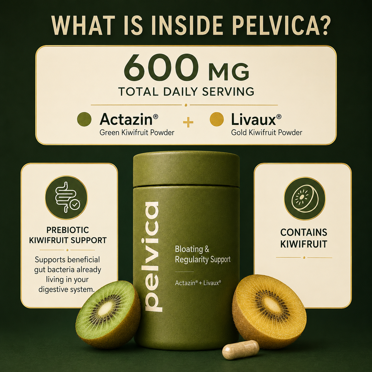 Pelvica Gut Support Complex with Kiwi Extract, Livaux & Actazin
